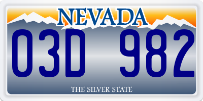 NV license plate 03D982