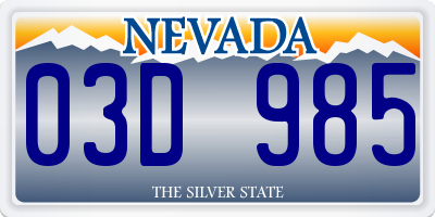 NV license plate 03D985