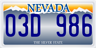 NV license plate 03D986