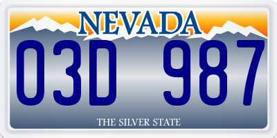 NV license plate 03D987