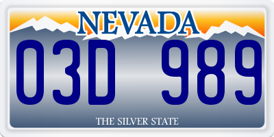 NV license plate 03D989