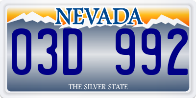 NV license plate 03D992