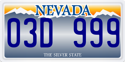 NV license plate 03D999