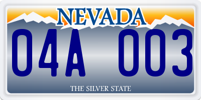 NV license plate 04A003