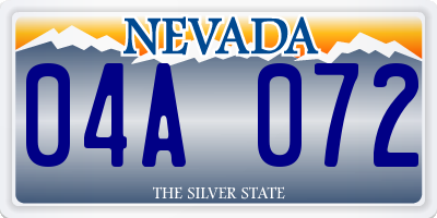 NV license plate 04A072