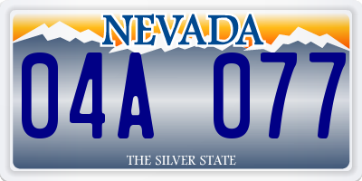 NV license plate 04A077