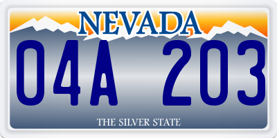 NV license plate 04A203