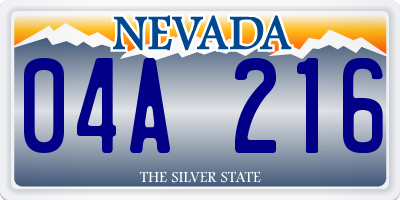 NV license plate 04A216