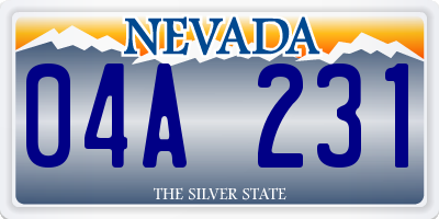 NV license plate 04A231