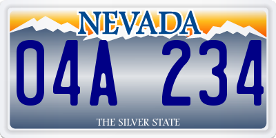 NV license plate 04A234