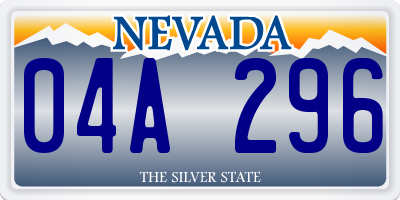 NV license plate 04A296