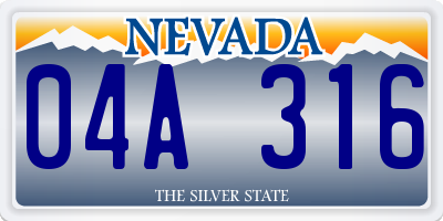NV license plate 04A316