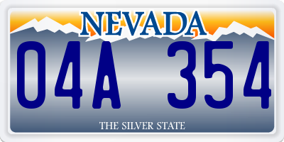 NV license plate 04A354