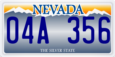 NV license plate 04A356