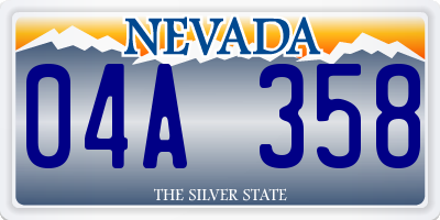 NV license plate 04A358