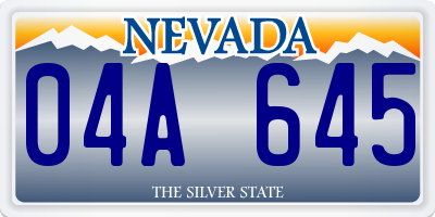 NV license plate 04A645