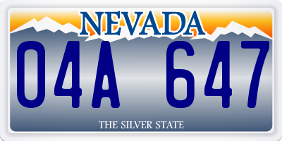 NV license plate 04A647