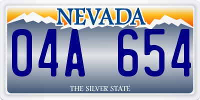 NV license plate 04A654