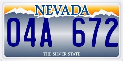 NV license plate 04A672