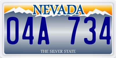 NV license plate 04A734