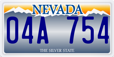 NV license plate 04A754