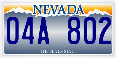 NV license plate 04A802