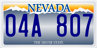 NV license plate 04A807
