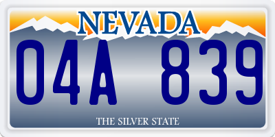 NV license plate 04A839