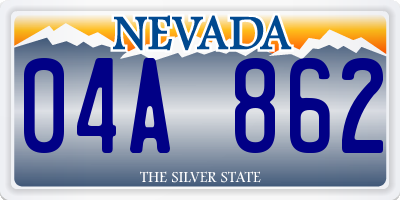 NV license plate 04A862