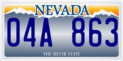 NV license plate 04A863