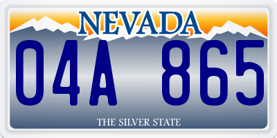 NV license plate 04A865