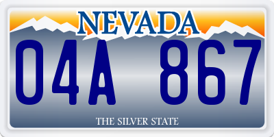 NV license plate 04A867