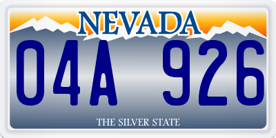 NV license plate 04A926