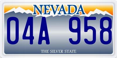 NV license plate 04A958