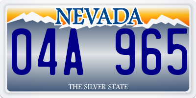 NV license plate 04A965