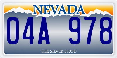 NV license plate 04A978