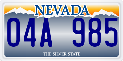 NV license plate 04A985