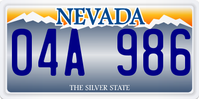 NV license plate 04A986