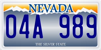 NV license plate 04A989