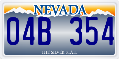 NV license plate 04B354