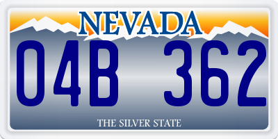 NV license plate 04B362