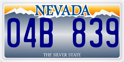 NV license plate 04B839