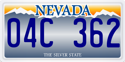 NV license plate 04C362