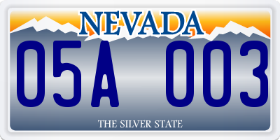 NV license plate 05A003