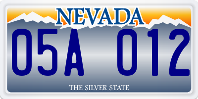 NV license plate 05A012