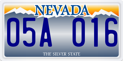 NV license plate 05A016