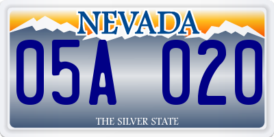 NV license plate 05A020