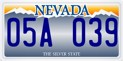 NV license plate 05A039