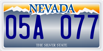 NV license plate 05A077