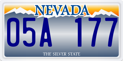 NV license plate 05A177